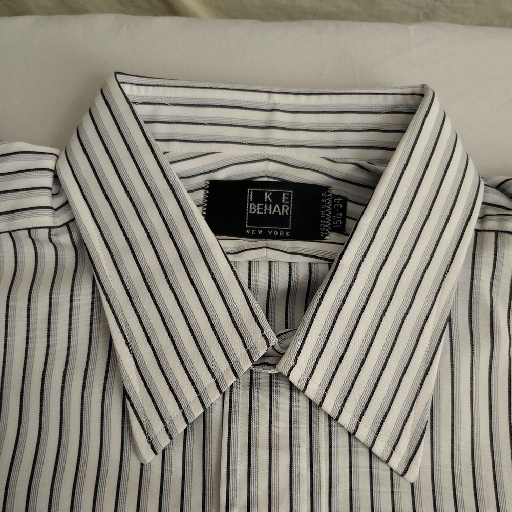 Ike Behar Gray Striped Dress Shirt
